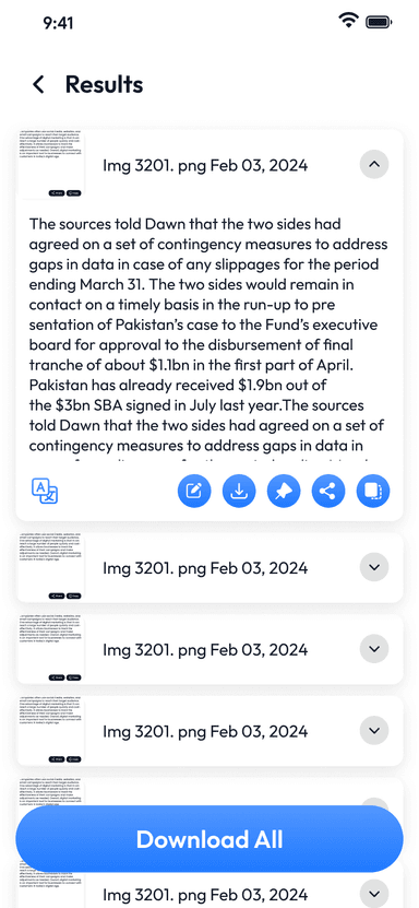 Image to Text — extracted text result view